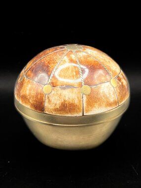 Vintage Brass and Bone Trinket Dish or Jewelry Box 1970s Design